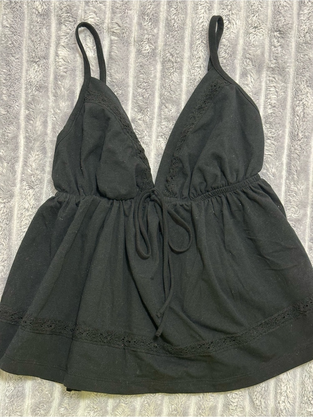 Wild Fable Black Lace-Trim Babydoll Top — Size XL